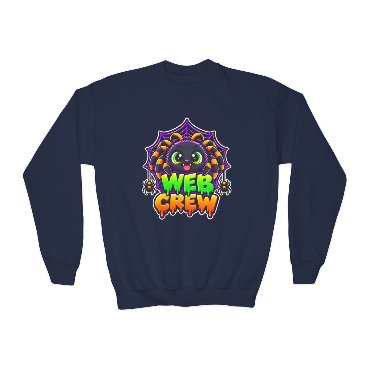 Kidxtr™ Kids Spider Sweatshirt — 'Web Crew' Cute Halloween Spider Graphic Crewneck