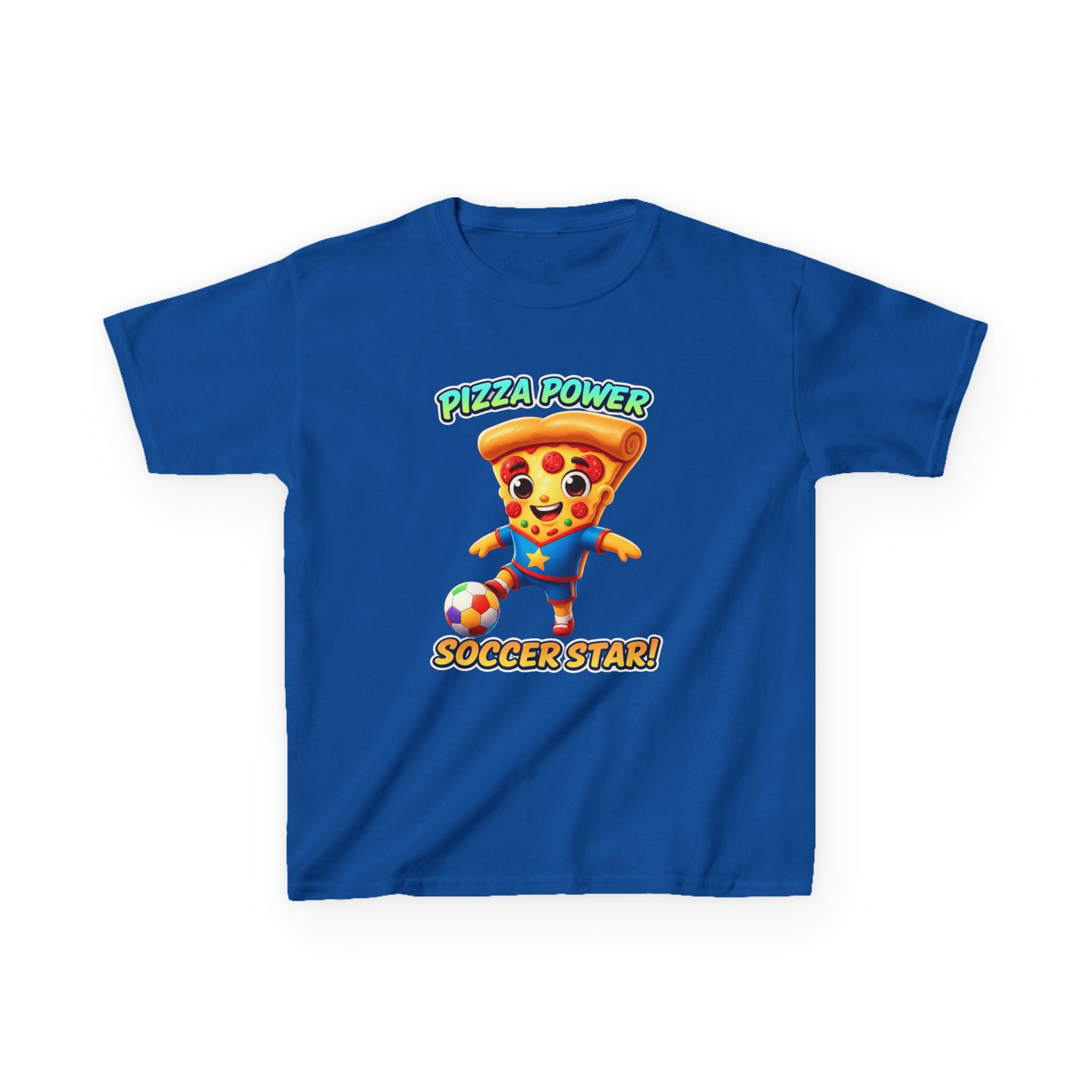 Kids Soccer T-Shirt — 'Pizza Power' Cute Pizza Slice Soccer Player Graphic Tee