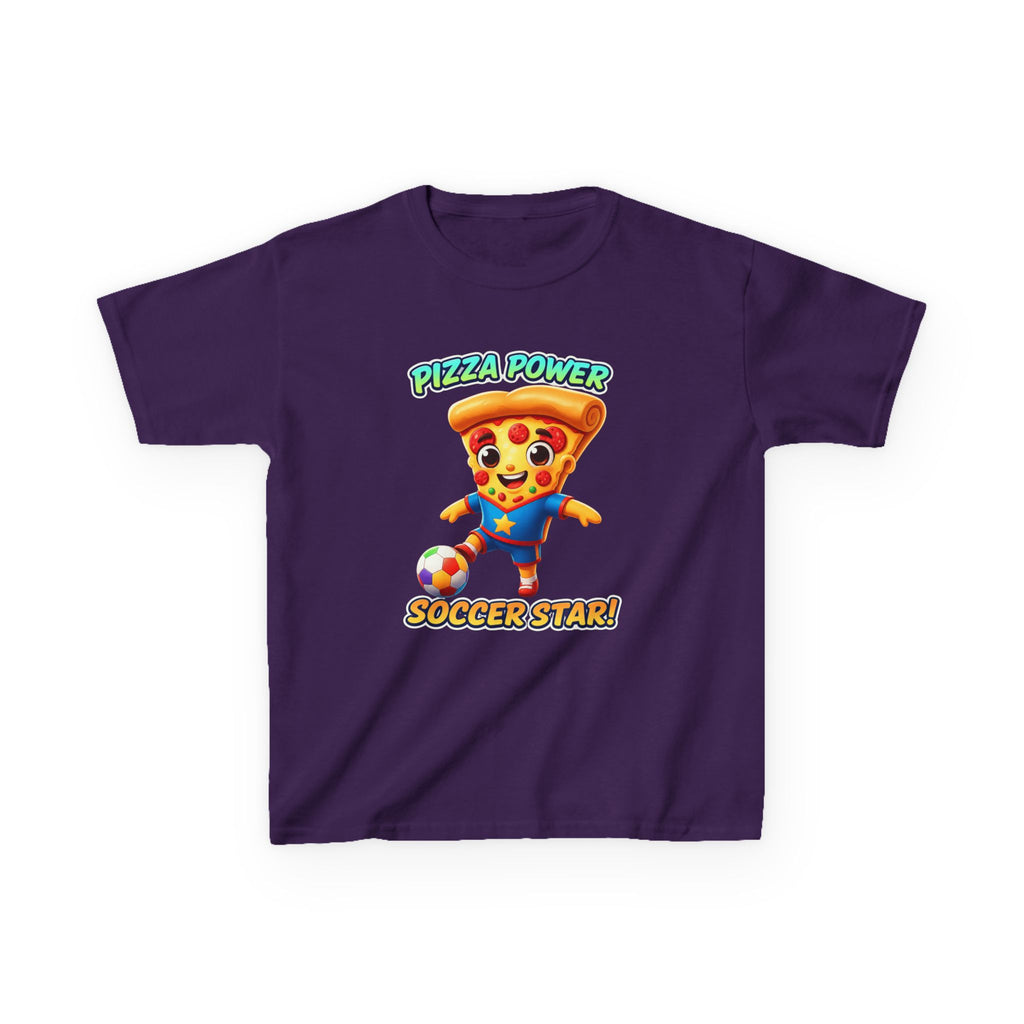 Kids Soccer T-Shirt — 'Pizza Power' Cute Pizza Slice Soccer Player Graphic Tee