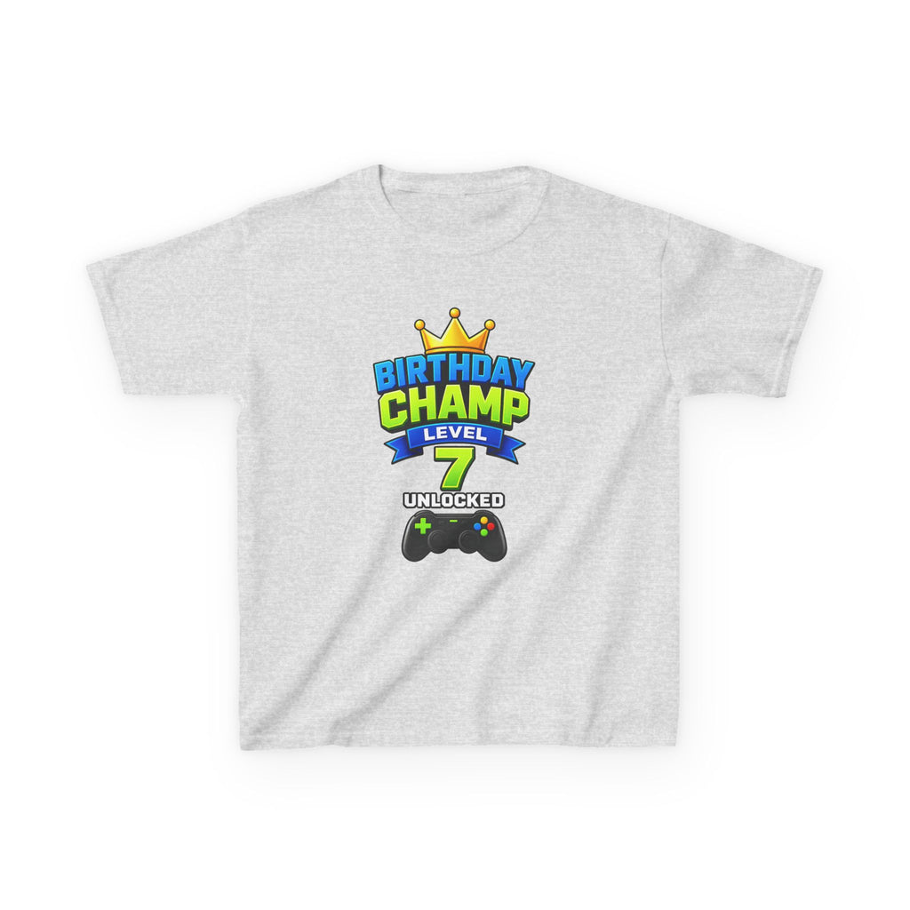 Kids Birthday T-Shirt — 'Birthday Champ' Level 7 Unlocked Gamer Graphic Tee