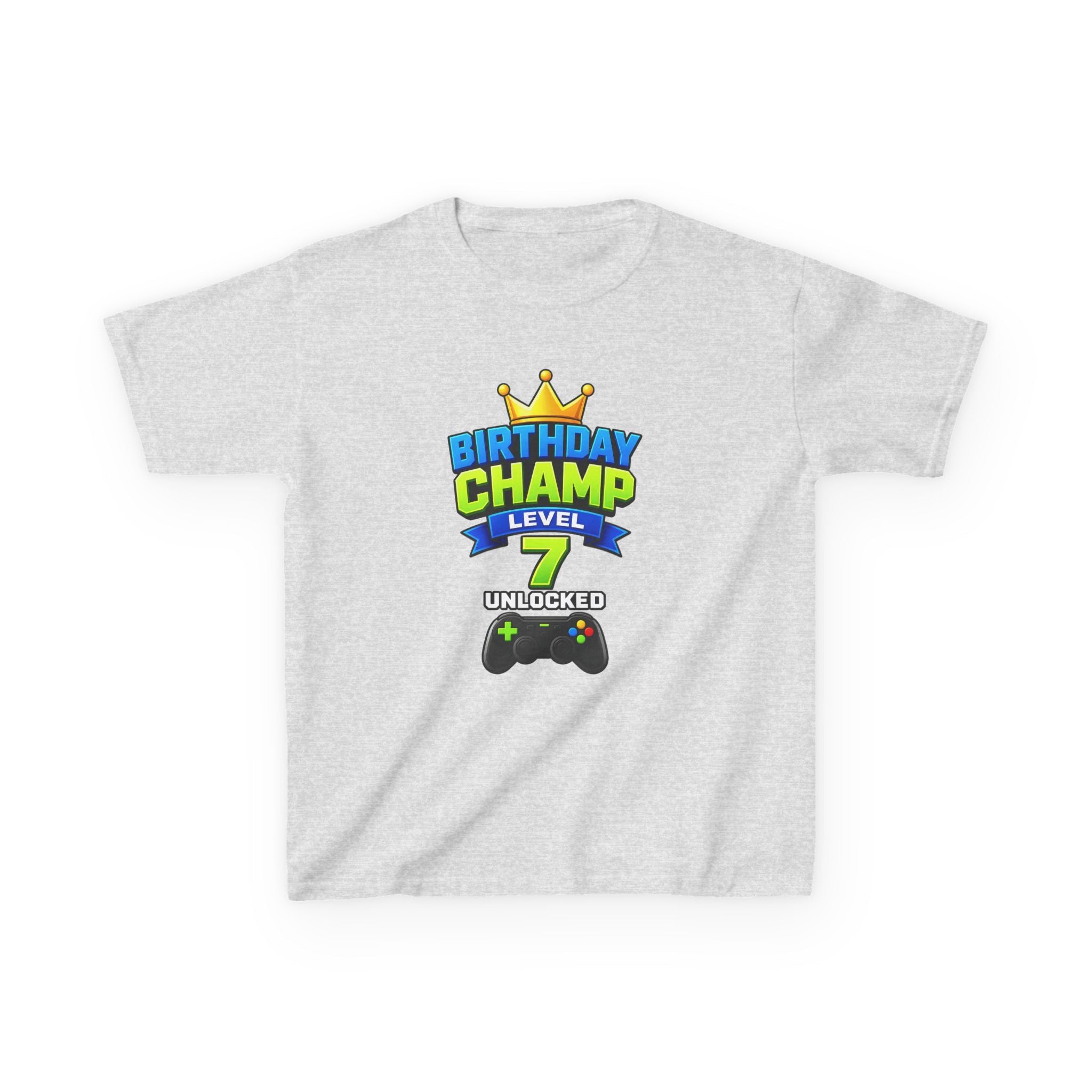 Kids Birthday T-Shirt — 'Birthday Champ' Level 7 Unlocked Gamer Graphic Tee