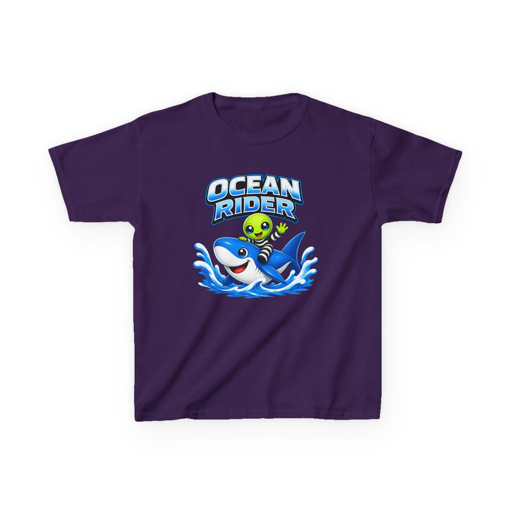 Kids Shark T-Shirt — 'Ocean Rider' Shark & Alien Surf Graphic Tee