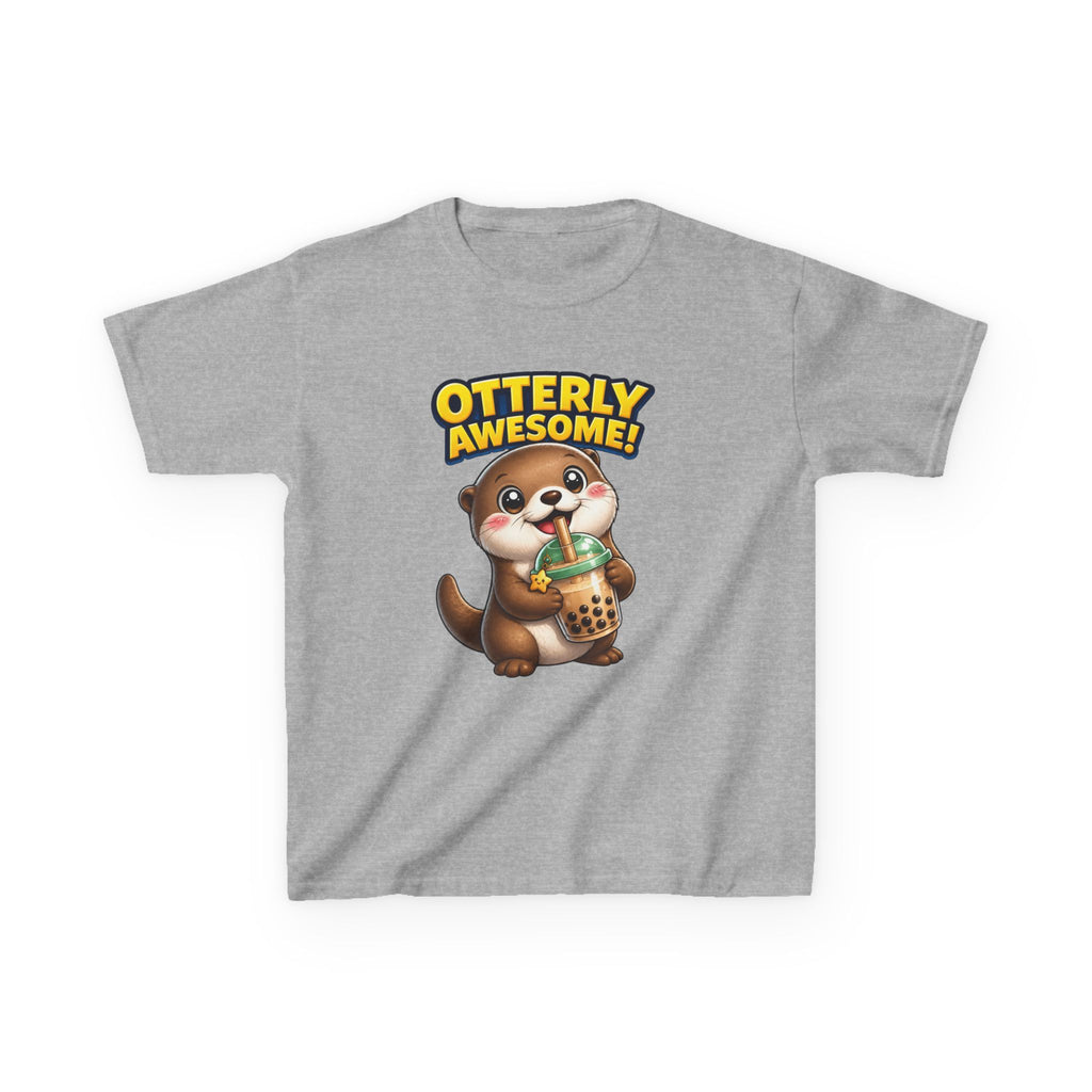 Kids Otter T-Shirt — 'Otterly Awesome!' Cute Otter Drinking Bubble Tea Graphic Tee