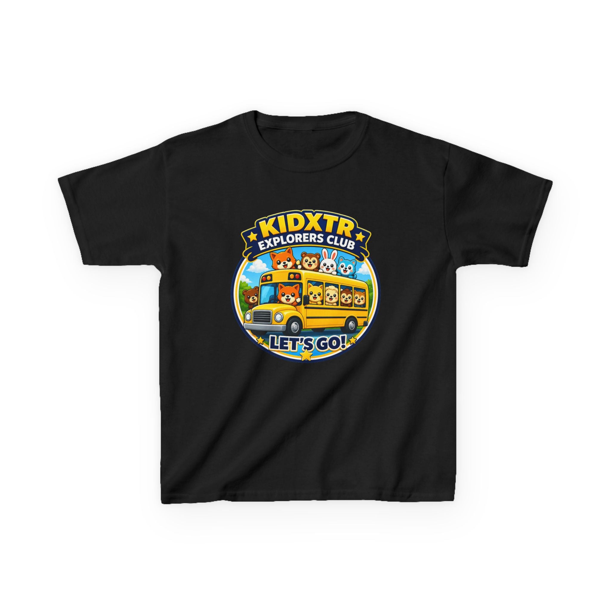 Kids School T-Shirt — 'Let’s Go!' KIDXTR Explorers Club Bus Graphic Tee